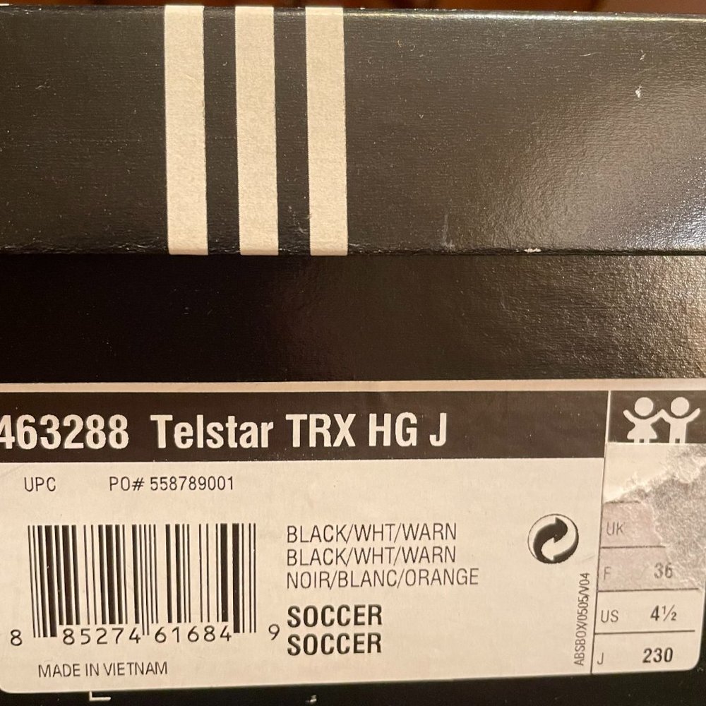 ADIDAS TELSTAR TRX HG J Soccer Cleats - Size 4.5Y – Black White Orange 463288 - Picture 8 of 8